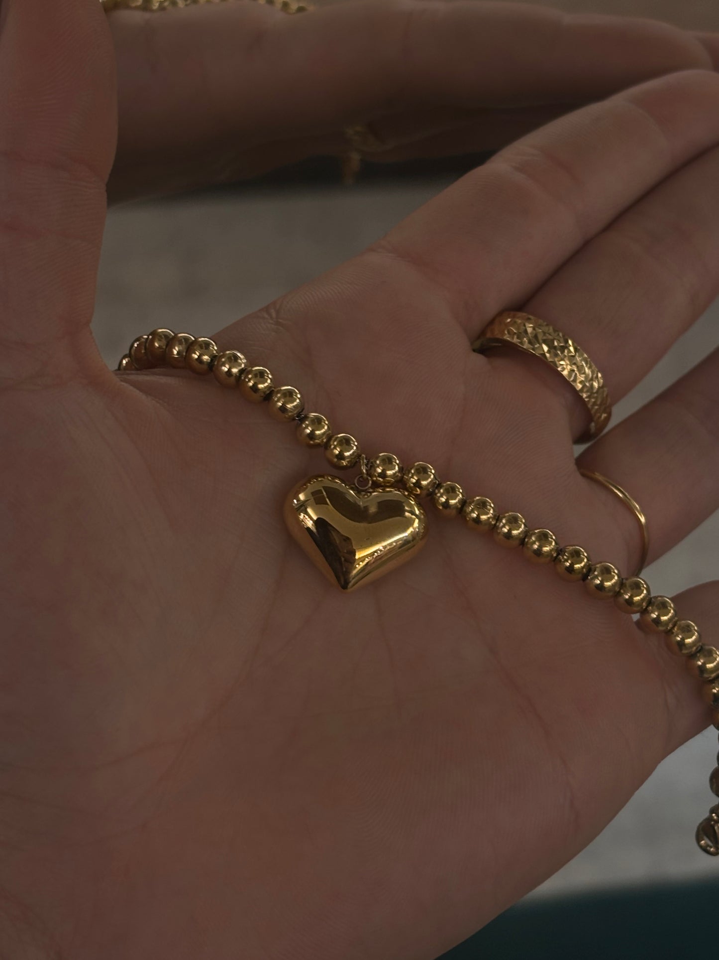 Bracciale Palline e Cuore Pendente