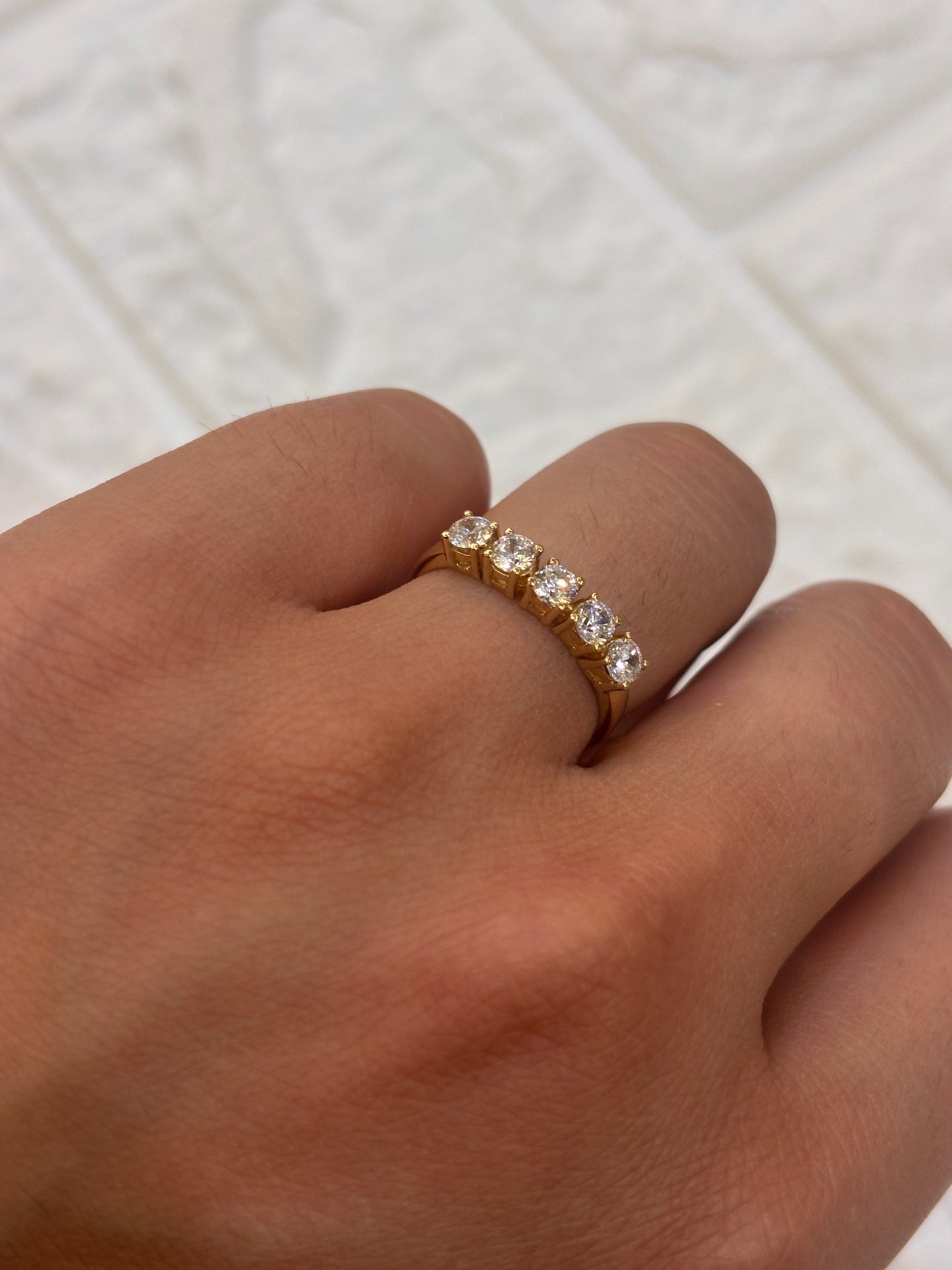 Anello Veretta 5 Pietre Oro Giallo 18 Carati