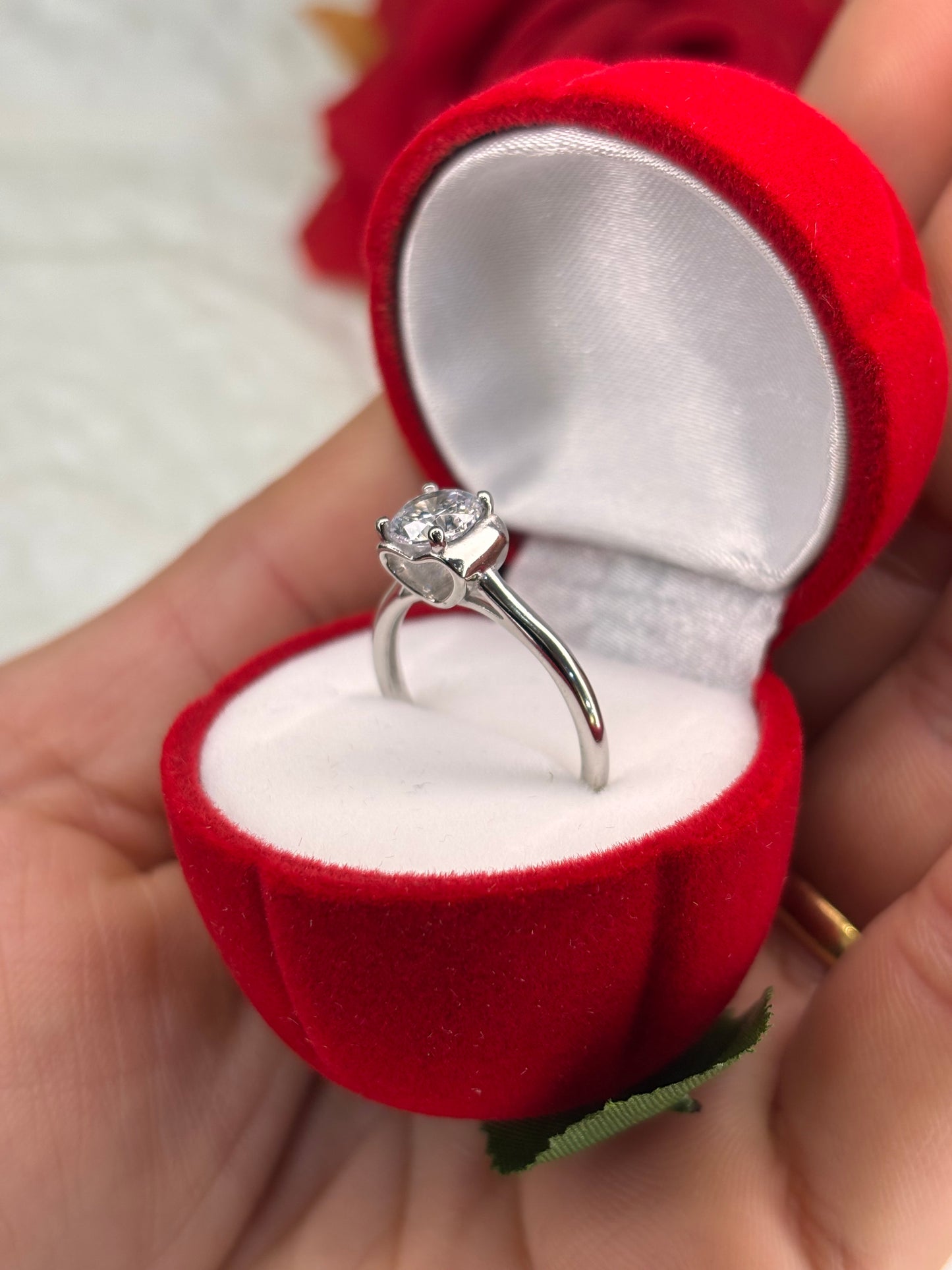 Anello solitario Cuore argento 925