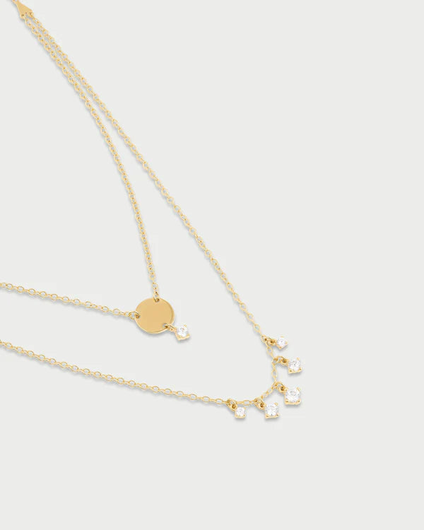 RUE DES MILLE Girocollo double disco e punti luce pendenti collezione ESSENCE GRZ-024M4TDAU