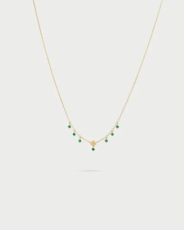 RUE DES MILLE Girocollo mini quadrifoglio e punti luce pendenti collezione ESSENCE GRZ-024M2QUADAU