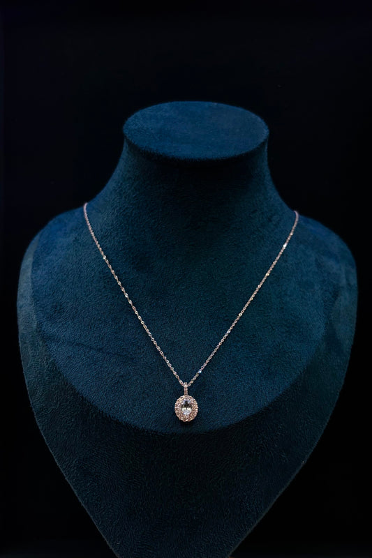 Collana Kate Oro Bianco 18 Carati pietra celeste