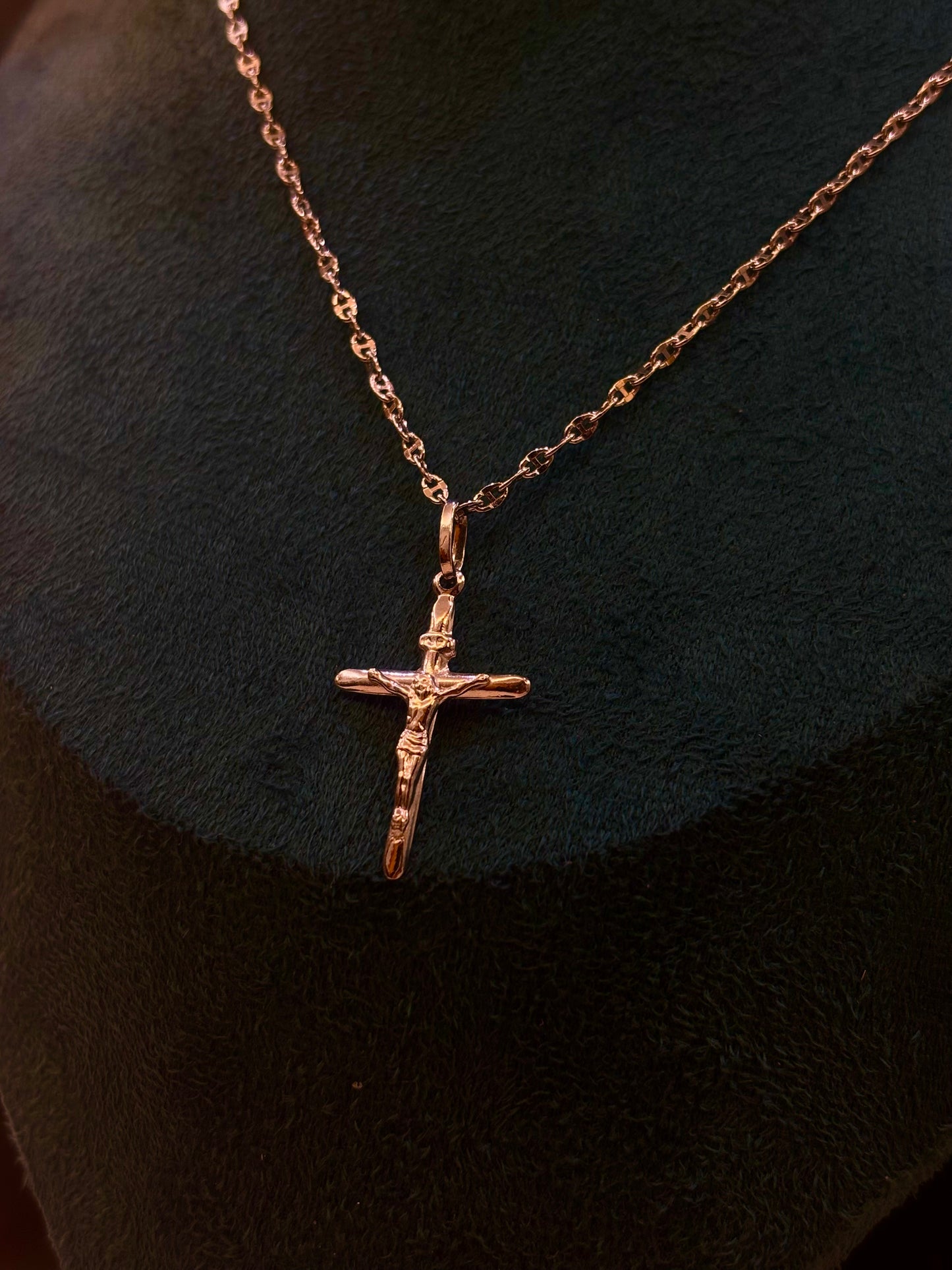 Collana Crocifisso Oro Bianco 18 Carati