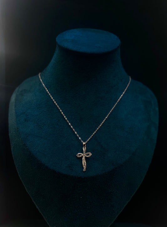 Collana Crocifisso Oro Bianco 18 Carati e zirconi