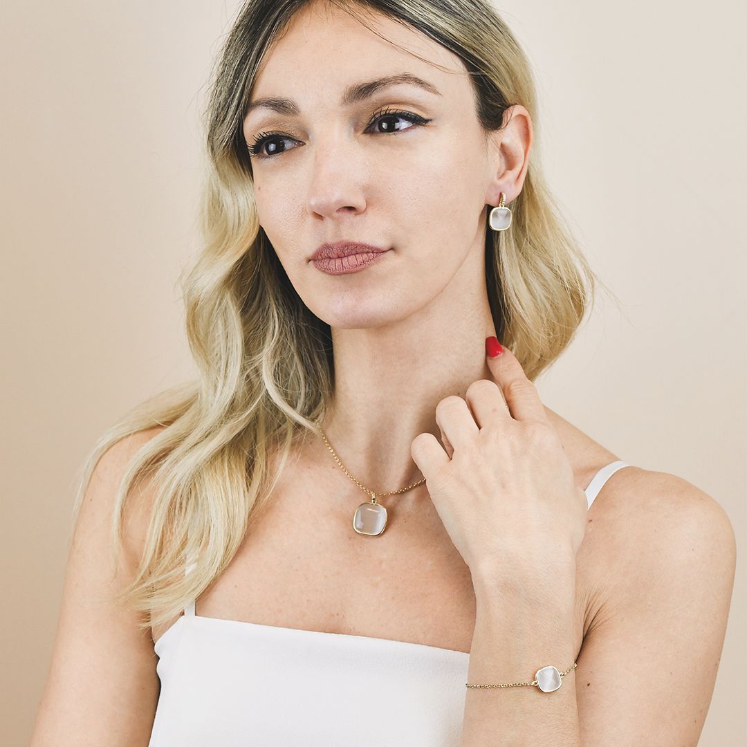 Collana placcata oro giallo con pendente white e zirconi XGR715DW