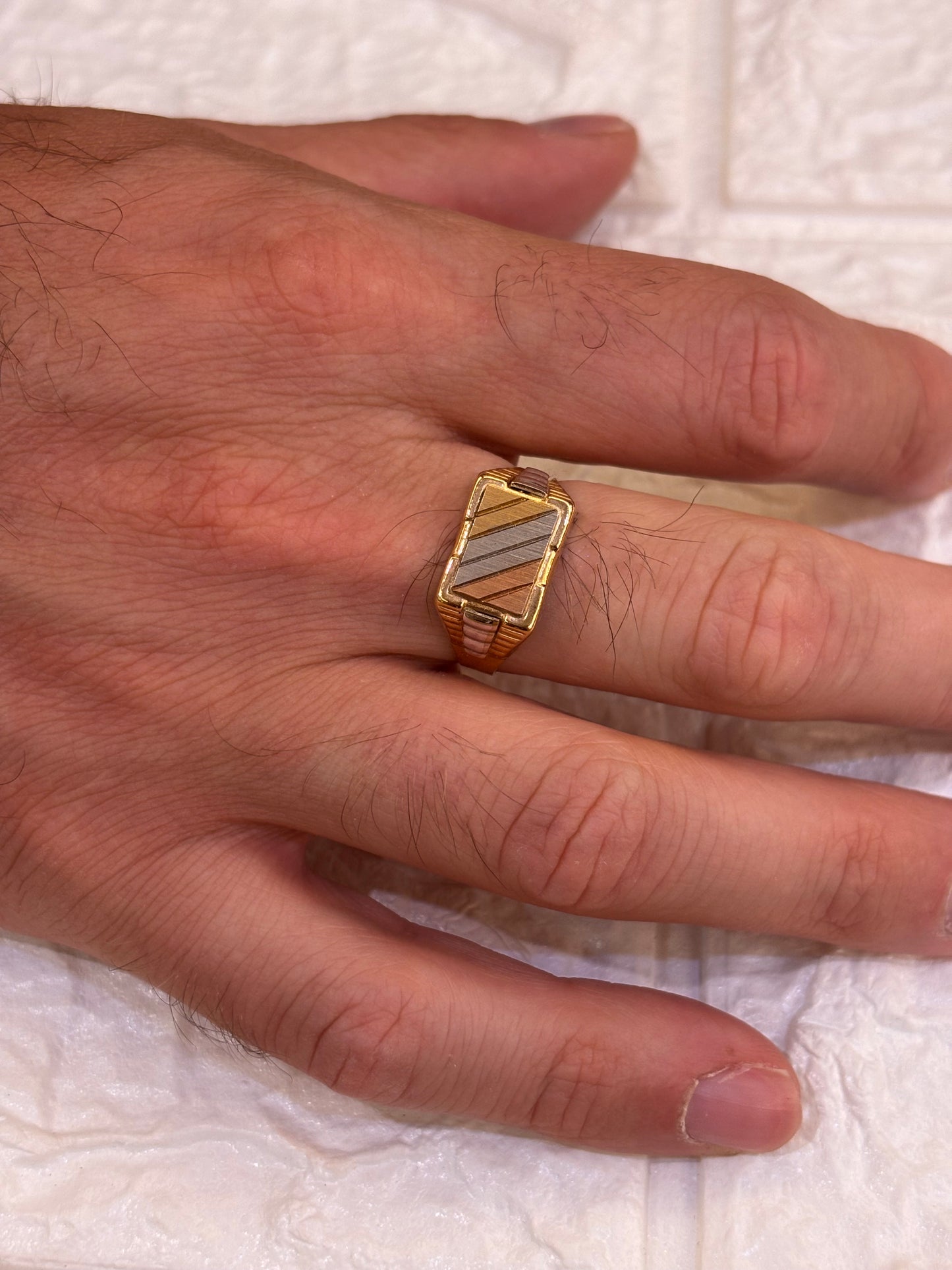Anello Uomo tre colori Oro 18 Carati