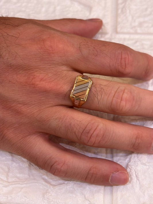 Anello Uomo tre colori Oro 18 Carati