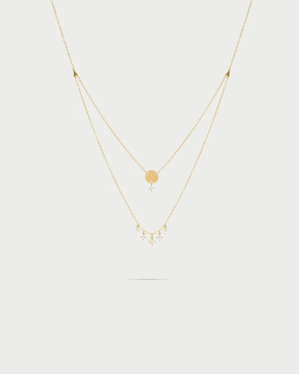 RUE DES MILLE Girocollo double disco e punti luce pendenti collezione ESSENCE GRZ-024M4TDAU
