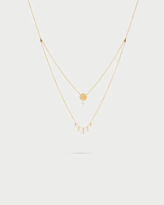RUE DES MILLE Girocollo double disco e punti luce pendenti collezione ESSENCE GRZ-024M4TDAU