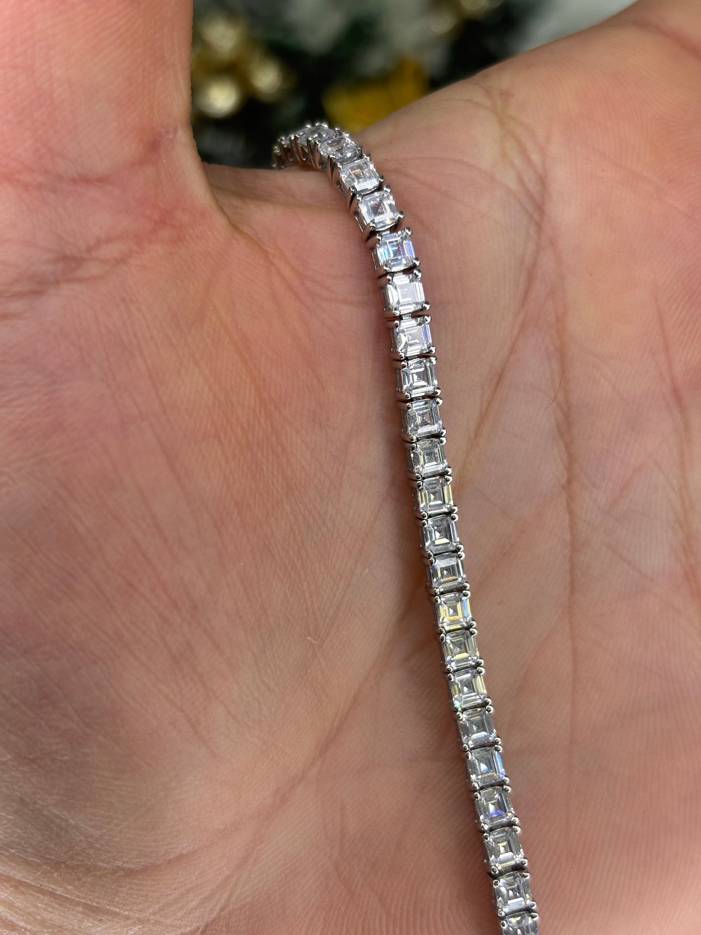 Bracciale Tennis uomo pietre quadrate