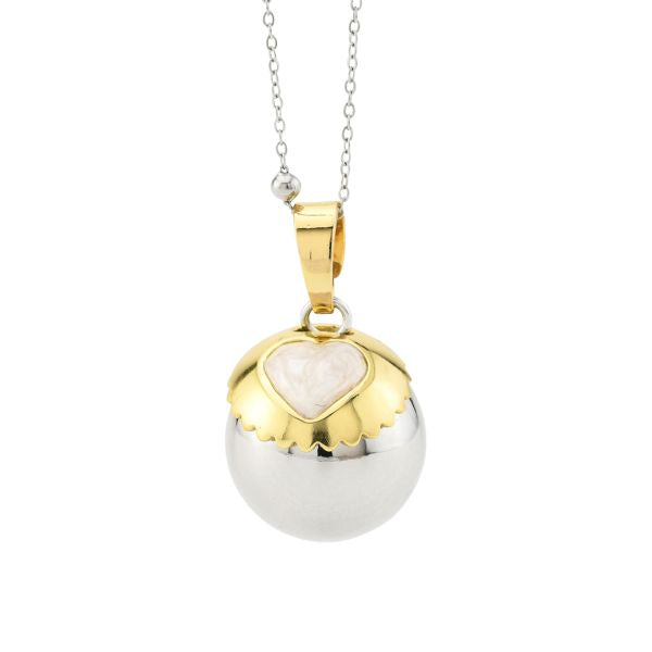 Collana Chiama Angeli con coppetta placcata oro giallo e cuore smaltato TR/GR34