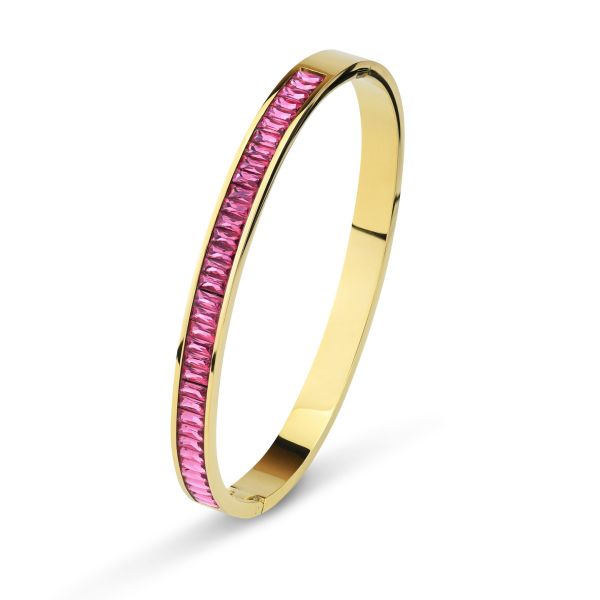 Bracciale in acciaio rigido con centrale di cristalli taglio baguette