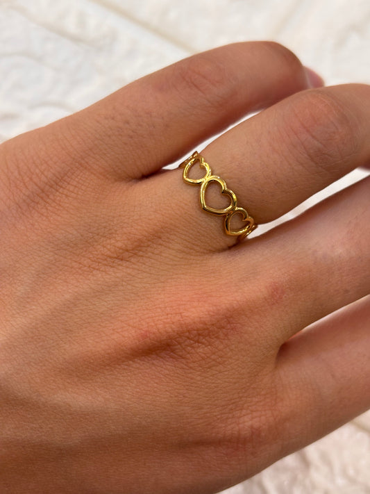 Anello Cuori a giro Oro Giallo 18 Carati