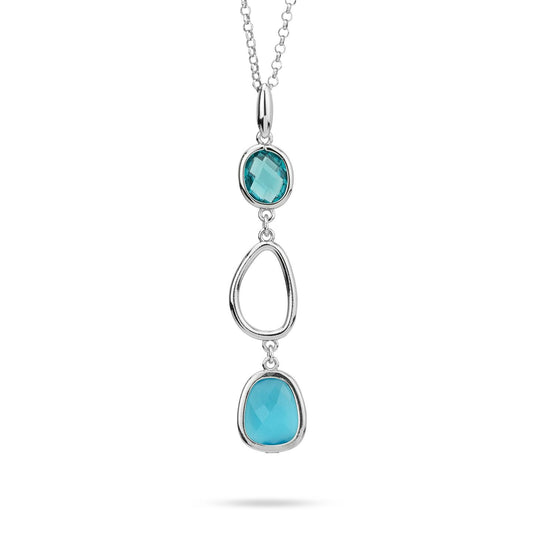Girocollo con cristalli pendentI di colore ottanio e turchese XGR743A