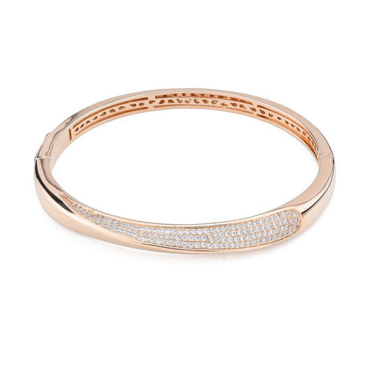 Bracciale placcato oro rosa con pavè di zirconi KBR031RS
